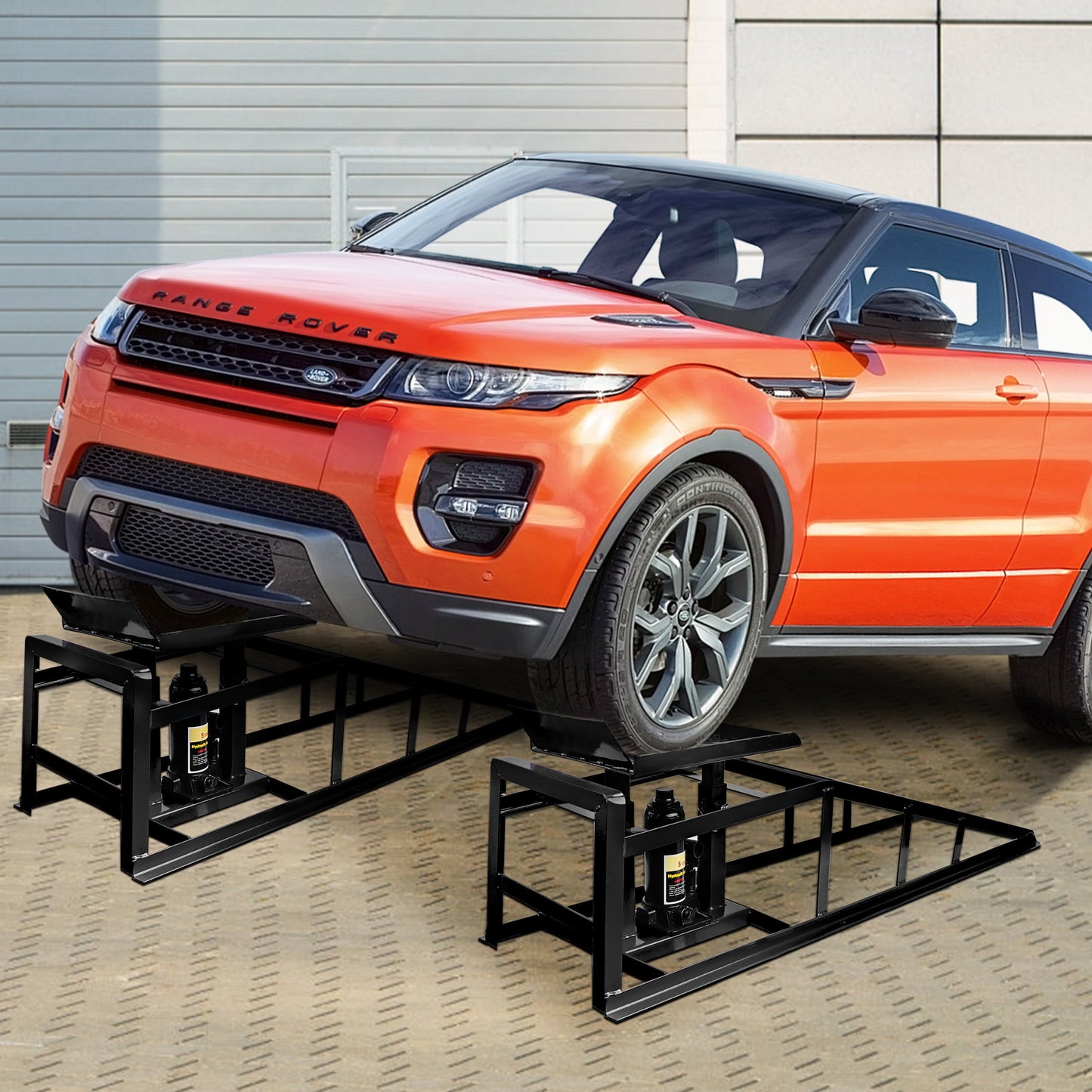 Lafati 2PCS 5T 10000lbs Hydraulic Car Ramps - Heavy Duty Steel Construction for Home Garage & Professional Use