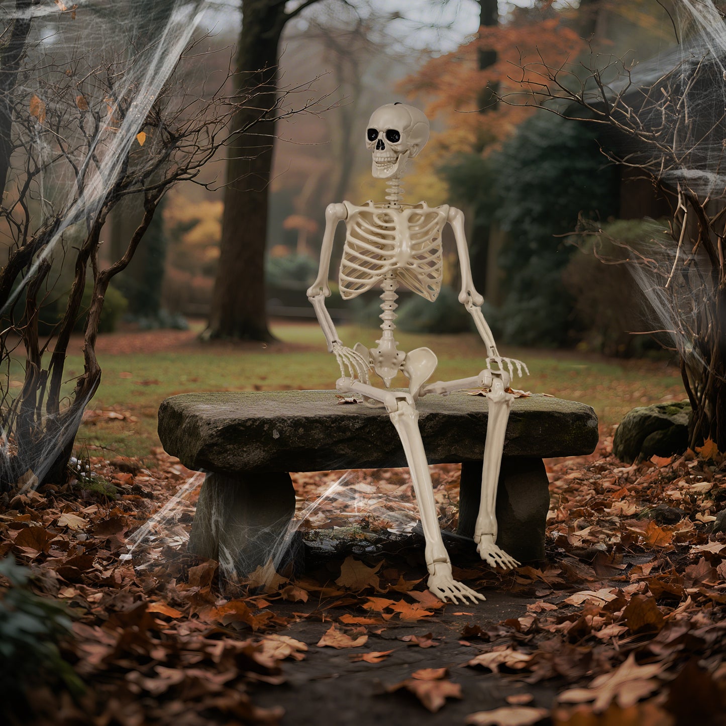 (2pack)3.3 ft Halloween skeleton decoration, with movable joints, flexible skeleton for poses, scary skeleton suitable for indoor and outdoor Halloween decorations, haunted houses, courtyards