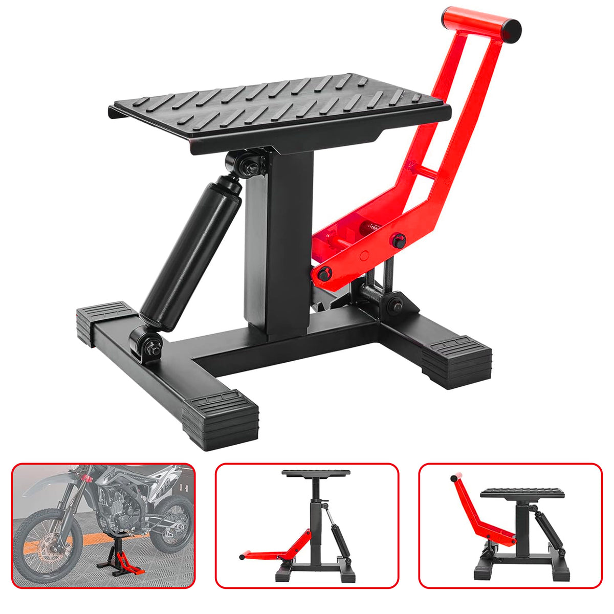 LAFATI 440 lbs Hydraulic Dirt Bike Lift Stand - Adjustable Motorcycle Jack for Repair & Maintenance