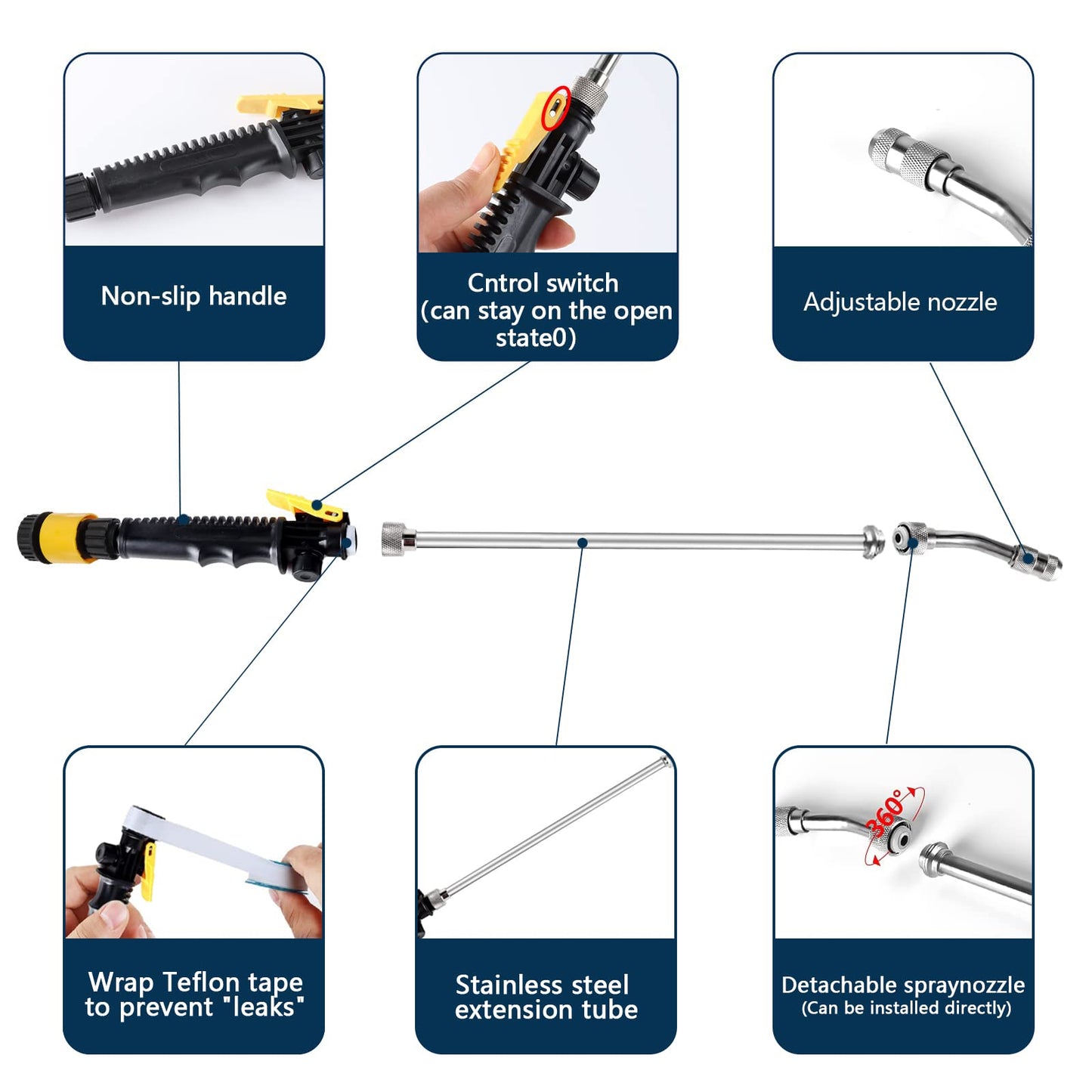 RV Water Heater Anode Rod & Flush Wand Kit, 9.25"L x 3/4"NPT Thread Magnesium Rod for Suburban, Mor-Flo, Water Flusher with Metal Tube, with Hex Wrench Removal Tool, Extends RV Tank Life