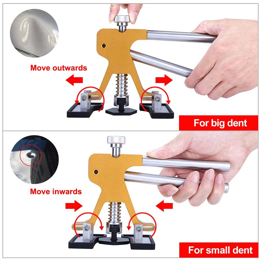 Auto Dent Puller Kit - Adjustable Golden Dent Remover Tools Paintless Dent Repair Kit Dent Lifter Puller for Car Large & Small Ding Hail Dent Removal