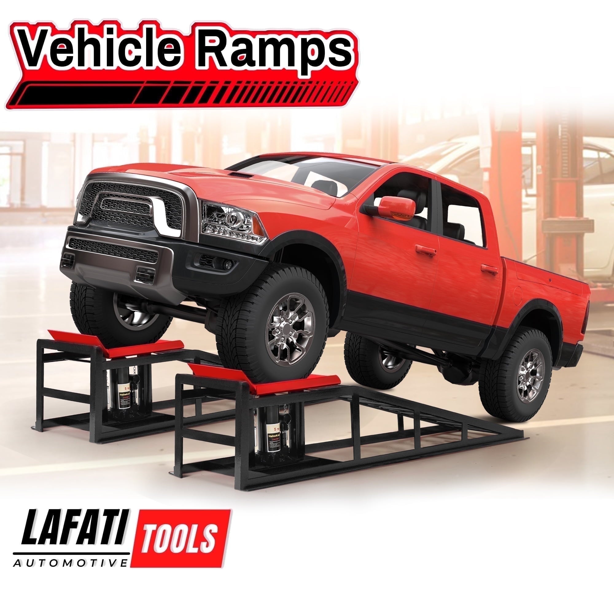 Lafati 2PCS 5T 11000lbs Hydraulic Car Ramps, Heavy Duty Hydraulic Veh
