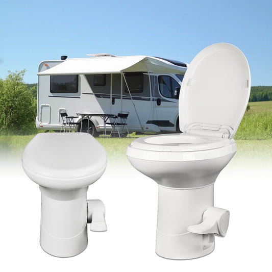 Portable RV Toilet With Pedal Flush, High Profile lightweight toilet with Hand Sprayer - White