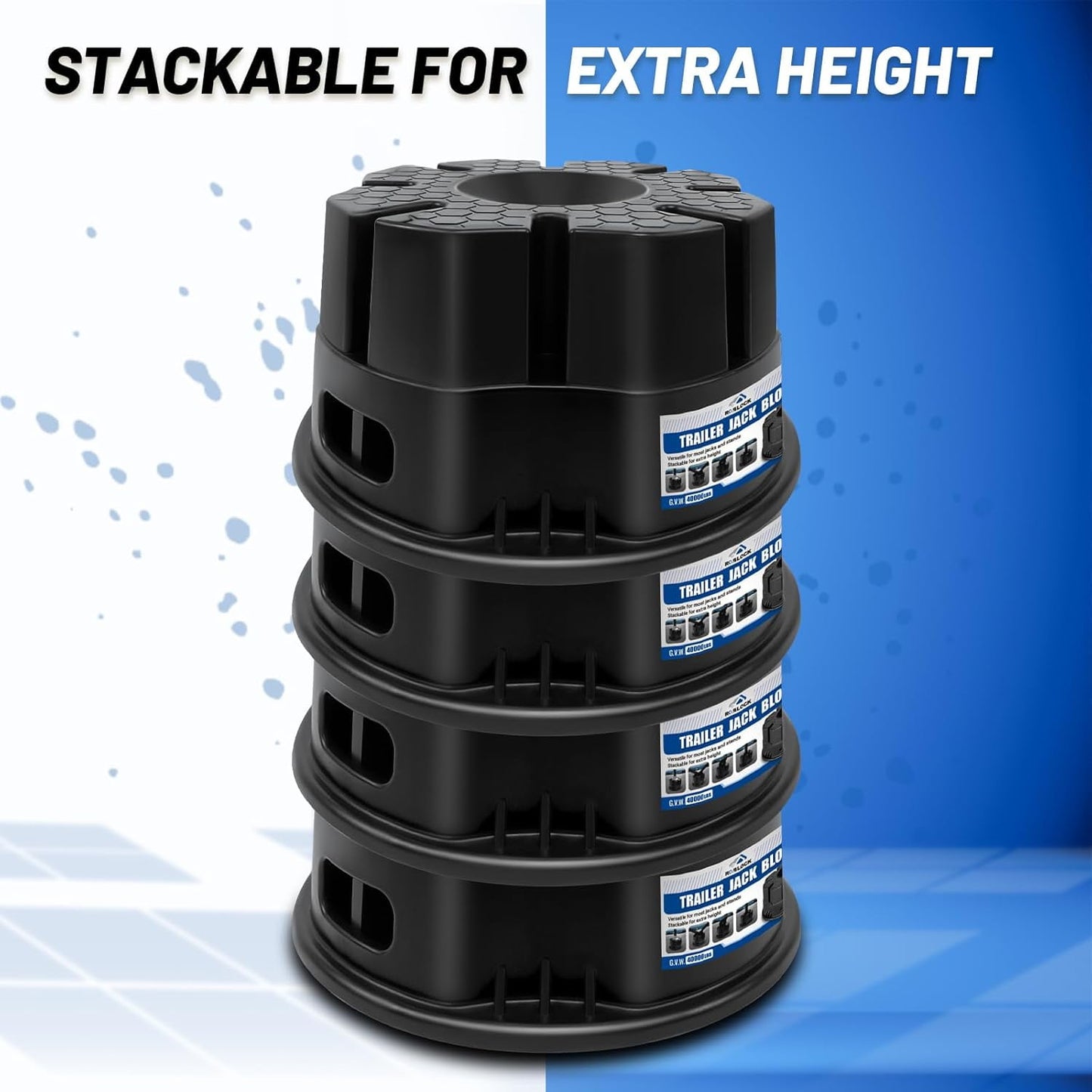 4 Packs Trailer Jack Block - 6" RV Leveling Blocks with Bag, Use for Any Tongue Jack, Post, Foot, 5th Wheels, Round Square or Scissor Stabilizer