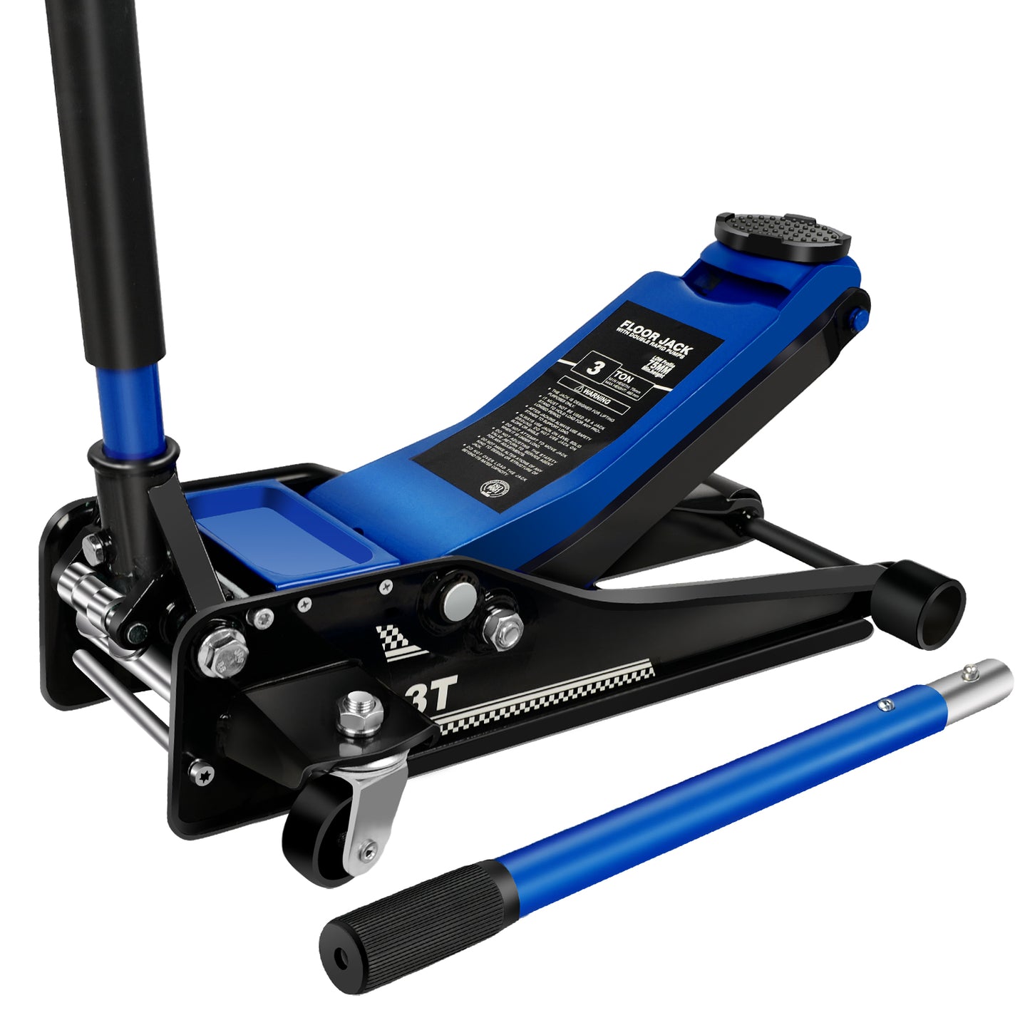 Floor Jack,3Ton/6600lbs Low Profile Floor Jack,dual Piston Quick Lift Pump,Lifting Range 75mm/2.95"-500mm/19.69",Blue