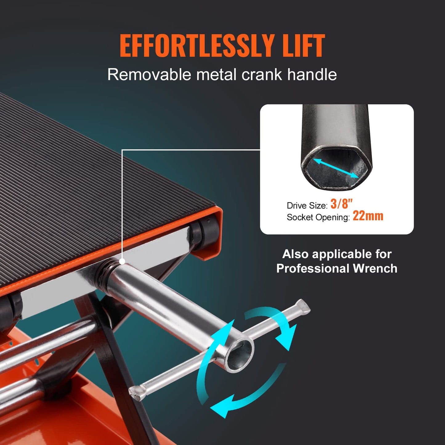 Lafati Motorcycle Lift, 1100 LBS Motorcycle Scissor Lift Jack with Wide Deck & Safety Pin, 3.7"-13.8" Center Hoist Crank Stand, Steel Scissor Jack for Street Bikes, Cruiser Bikes, Touring Motorcycles