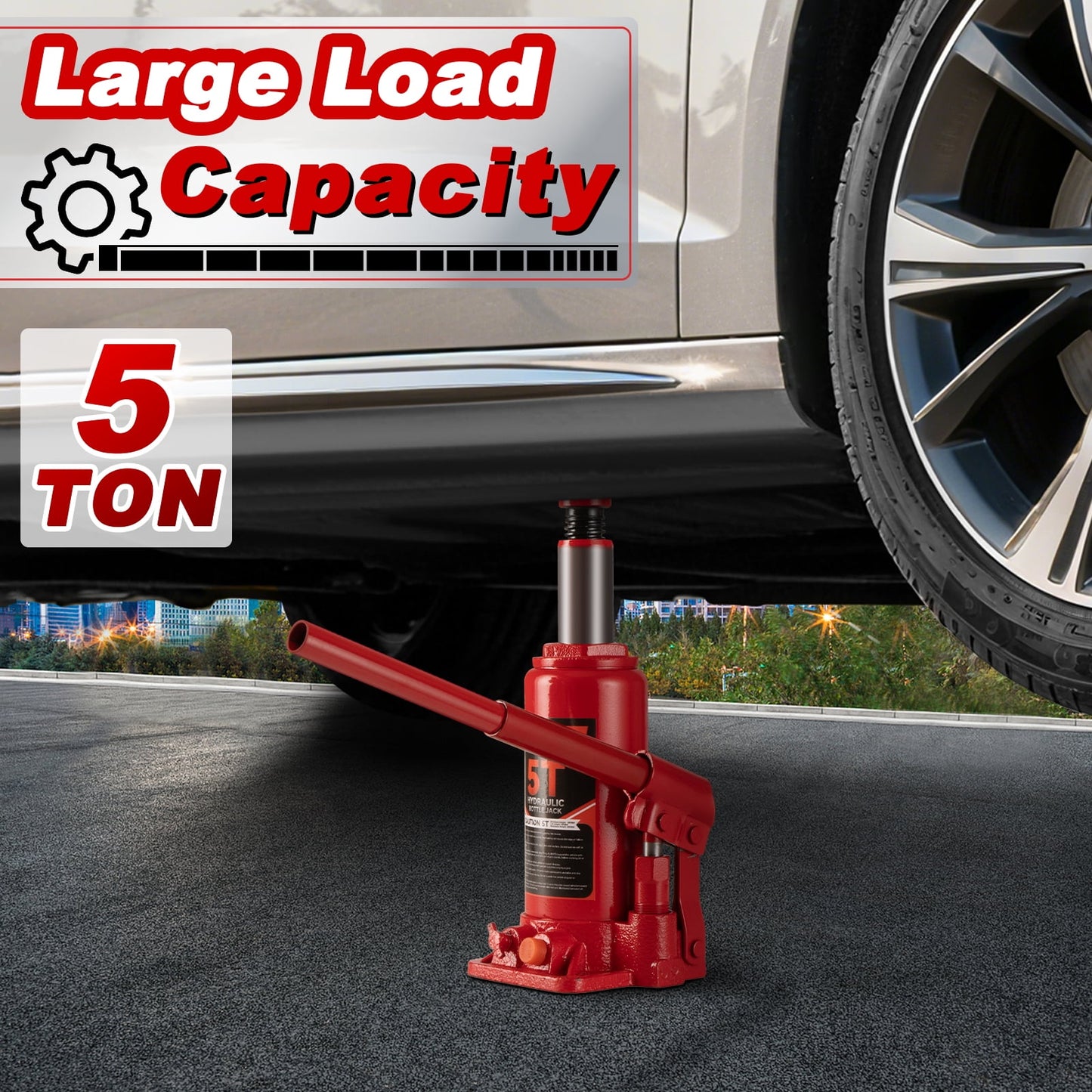 Lafati 5 Ton Hydraulic Bottle Jack,Heavy Duty Welded Car Jack, Manual , 7.7"-15" High Capacity for Automotive Car Repair Shop Use