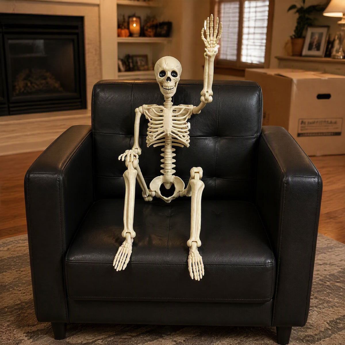 (2pack)3.3 ft Halloween skeleton decoration, with movable joints, flexible skeleton for poses, scary skeleton suitable for indoor and outdoor Halloween decorations, haunted houses, courtyards
