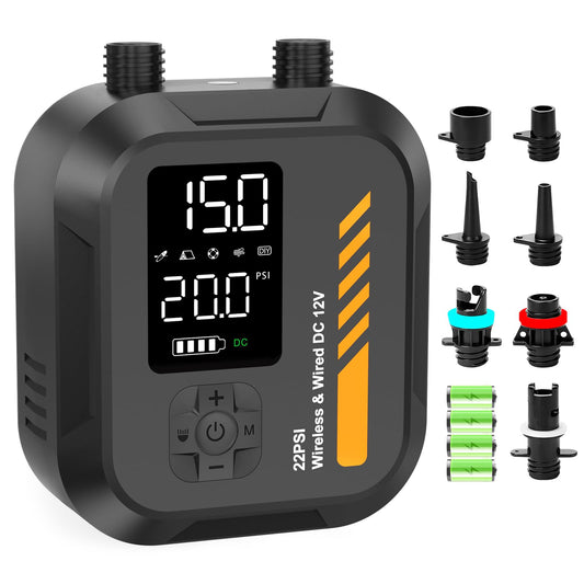 Electric Paddle Board Pump Portable, 22 PSI Rechargeable Electric SUP Air Pump, Intelligent Dual Stage Inflation & Deflation, Auto-Off, for Paddle Boards, Kayak, Kite, Tent