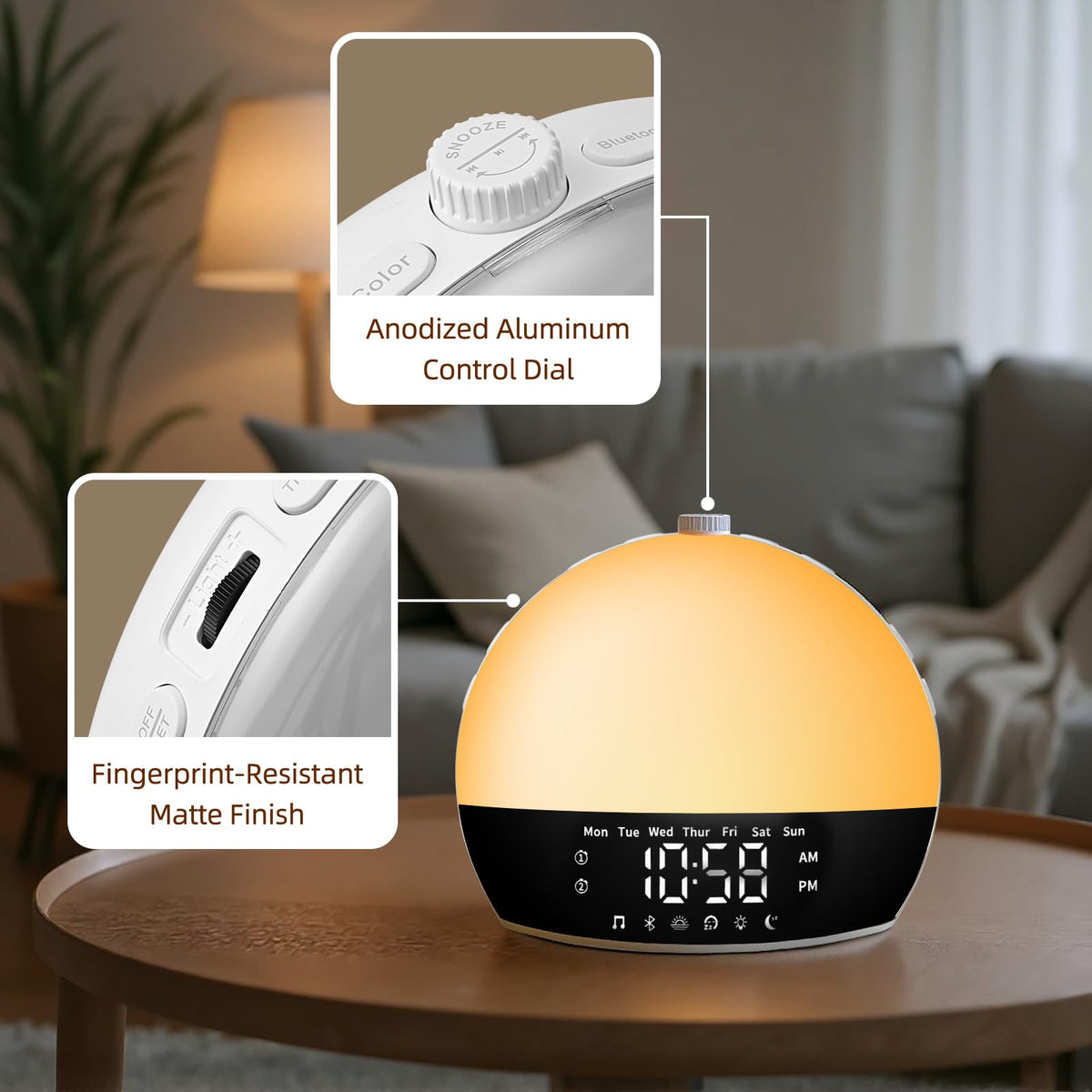 Sunrise Alarm Clock Sound Machine, Digital Alarm Clocks for Bedrooms, 18 Dimmable Night Light, 25 Sleep Sounds, White Noise Machine for Baby, Wake Up Light Alarm Clock for Heavy Sleepers